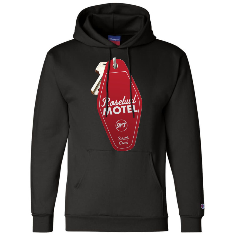 Schitt S Creek Rosebud Motel Key Tag For Room 7 Retro Design In Red Champion Hoodie by CHRISTOPHEBARRERAS | Artistshot