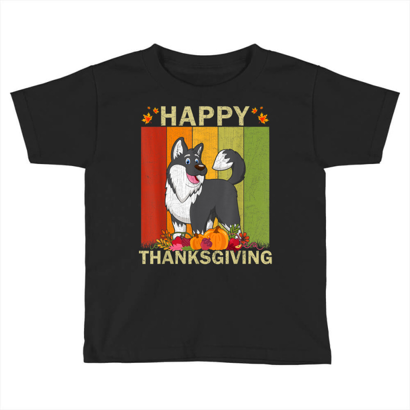 Alaskan Malamute Dog Retro Graphic Matching Thanksgiving Toddler T-shirt | Artistshot