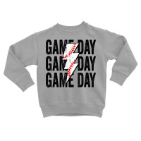 Vintage Game Day Baseball Lightning Bolt Funny Team Sport T Shirt Toddler Sweatshirt | Artistshot