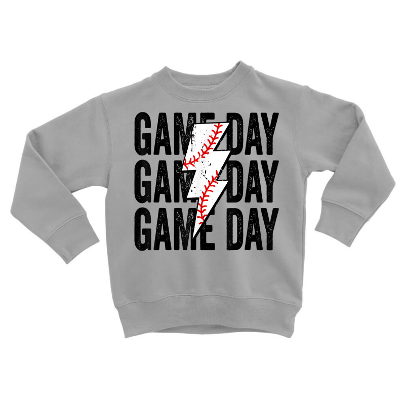 Vintage Game Day Baseball Lightning Bolt Funny Team Sport T Shirt Toddler Sweatshirt by judexynuk | Artistshot