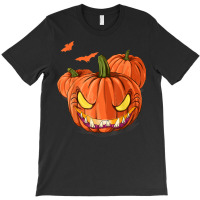 Scary Flying Bats Jack O Lantern Spooky Halloween Pumpkin T-shirt | Artistshot