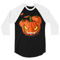 Scary Flying Bats Jack O Lantern Spooky Halloween Pumpkin 3/4 Sleeve Shirt | Artistshot