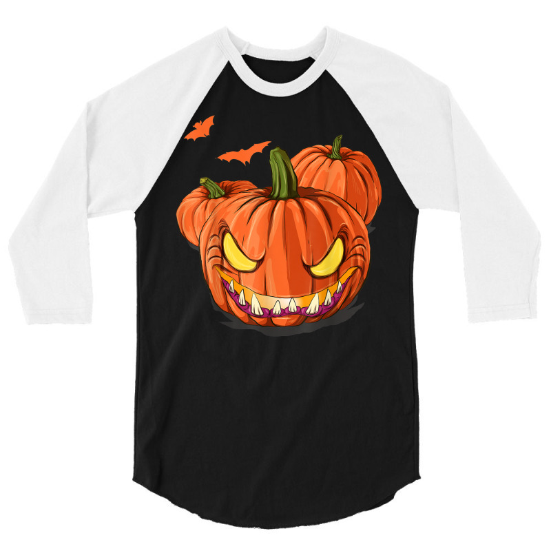 Scary Flying Bats Jack O Lantern Spooky Halloween Pumpkin 3/4 Sleeve Shirt | Artistshot