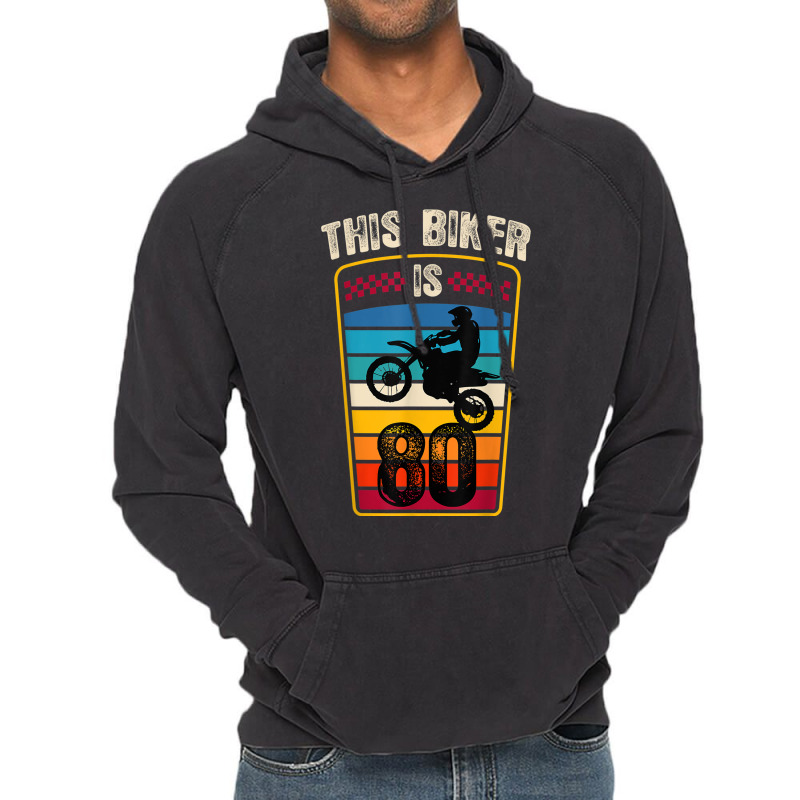 80 Year Old Birthday Party 80th Family Dirt Bike Motocross Vintage Hoodie | Artistshot