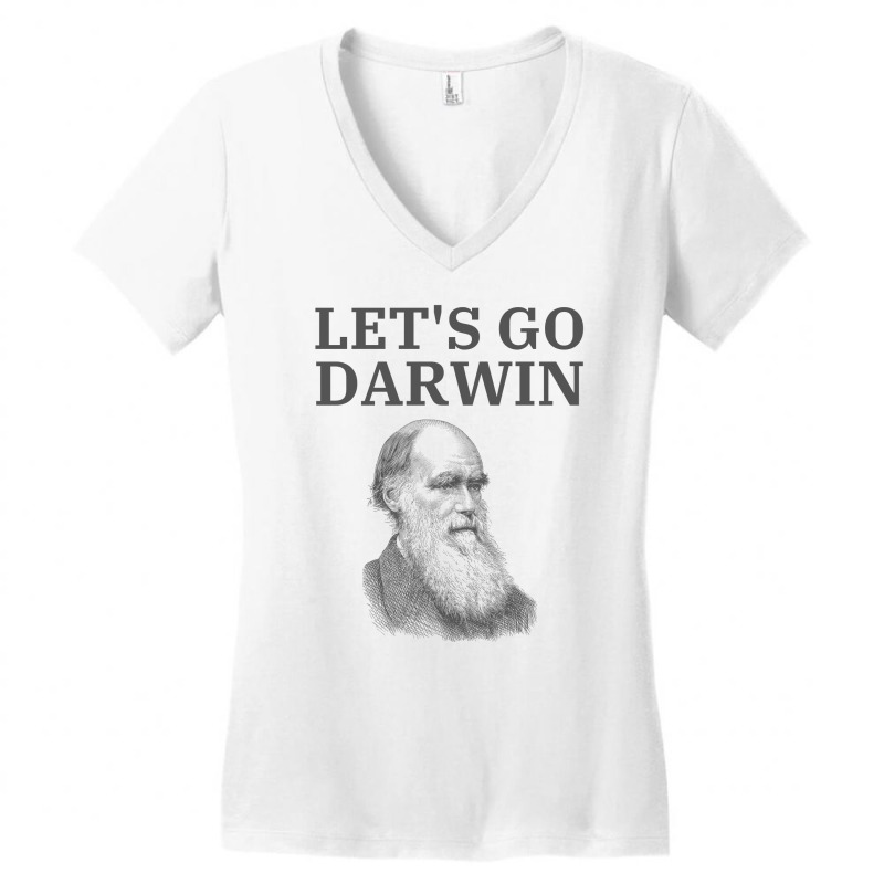 Lets Go Darwin - Charles Darwin Portrait Women's V-Neck T-Shirt by Magasinfinite | Artistshot