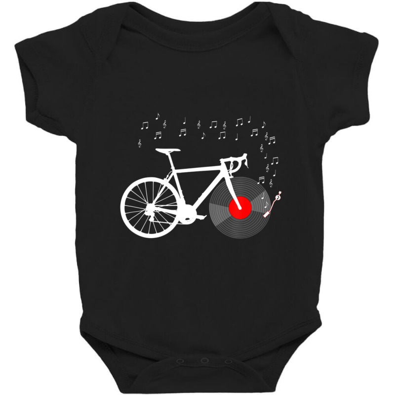 Bicycle Cycling Road Bike Vinyl Record Player Music Cyclist Baby Bodysuit | Artistshot