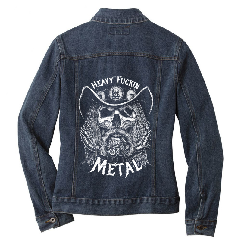 Heavy Fuckin Metal 1 Ladies Denim Jacket by cm-arts | Artistshot