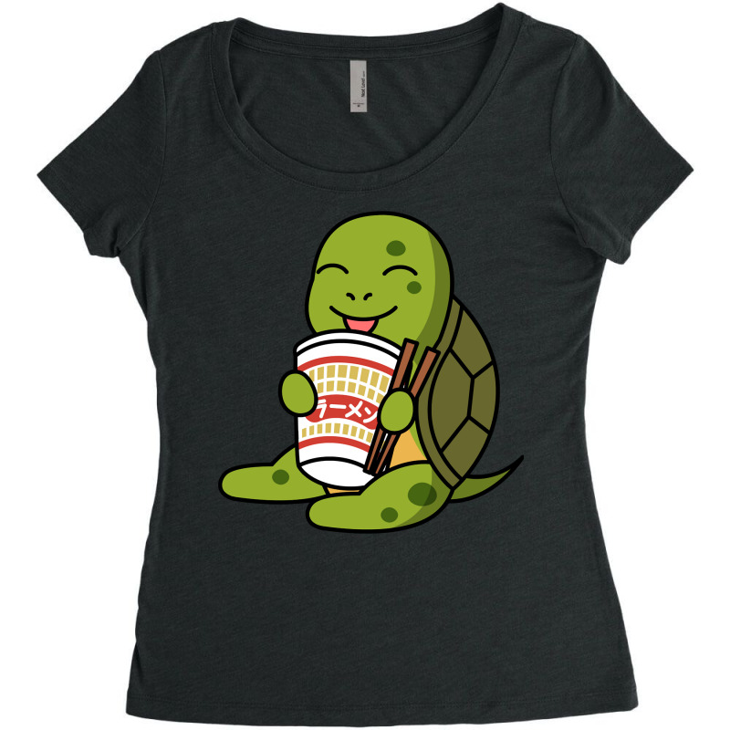 Turtle Eating Instant Ramen Noodles Pet Long Sleeve T Shirt Women's Triblend Scoop T-shirt by ardylanda | Artistshot