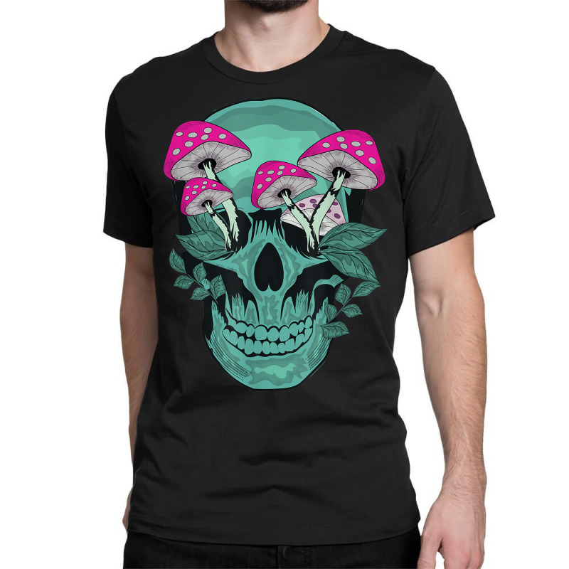 Mushrooms Skull Mycologist Psychodelic Halloween Costume Classic T-shirt by Sombre | Artistshot