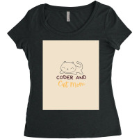 Coder And Cat Mom Codingcoder Software Engineer Developer Programmer G Women's Triblend Scoop T-shirt | Artistshot