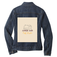 Coder And Cat Mom Codingcoder Software Engineer Developer Programmer G Ladies Denim Jacket | Artistshot