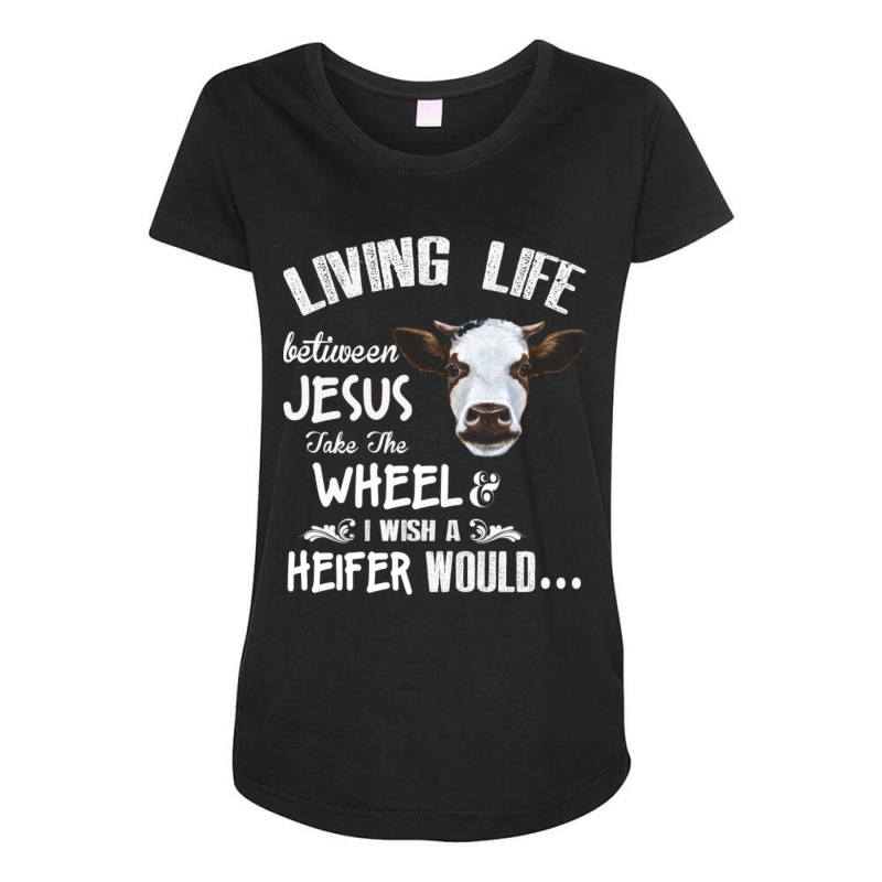 Living Life Jesus Cow Maternity Scoop Neck T-shirt by Kuwannin528 | Artistshot