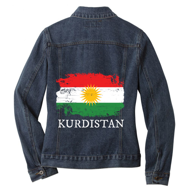 Kurdistan Flag Ladies Denim Jacket by cm-arts | Artistshot