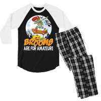 Brooms Are For Amateurs Skeleton Skate Skateboard Halloween Men's 3/4 Sleeve Pajama Set | Artistshot