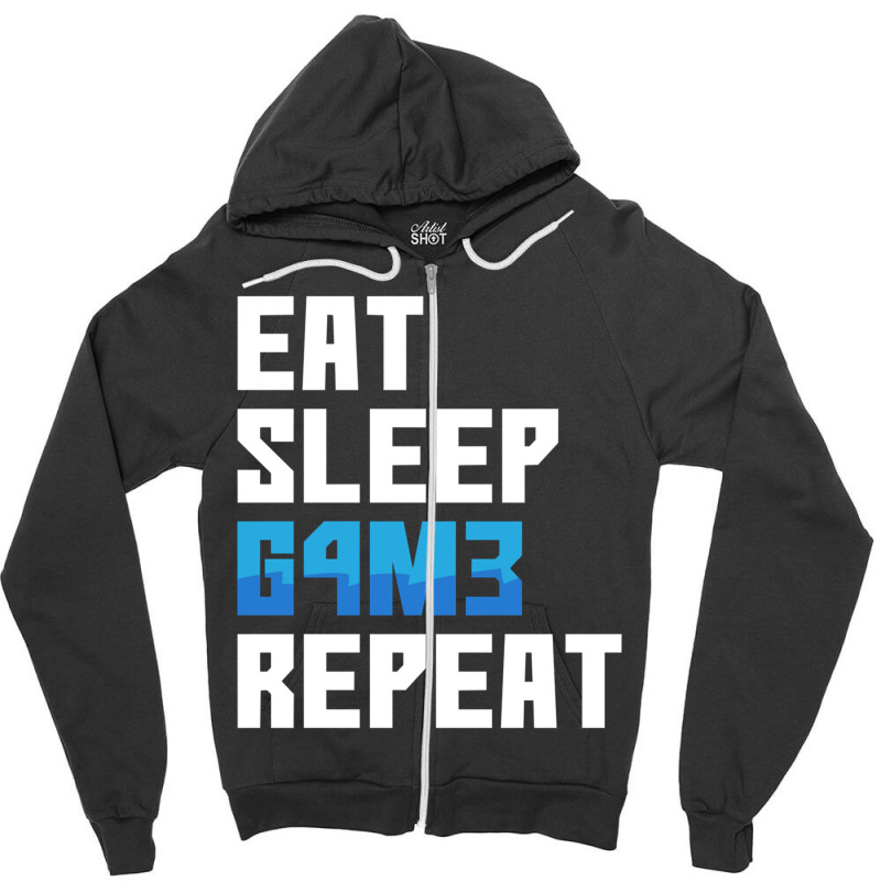 Eat Sleep Game Repeat Funny Leetcode Leet Zipper Hoodie | Artistshot