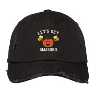 Halloween Drinking Shirt   Pumpkin Says Let's Get Smashed Long Sleeve Vintage Cap | Artistshot