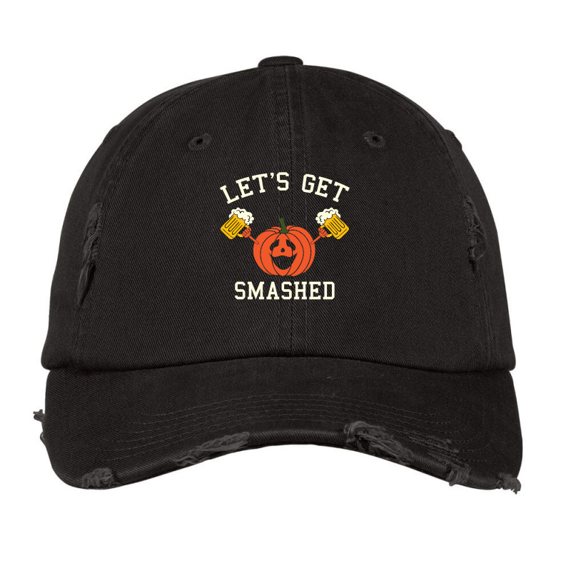 Halloween Drinking Shirt   Pumpkin Says Let's Get Smashed Long Sleeve Vintage Cap by zheralalumo | Artistshot