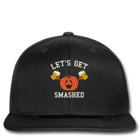 Halloween Drinking Shirt   Pumpkin Says Let's Get Smashed Long Sleeve Printed Hat | Artistshot