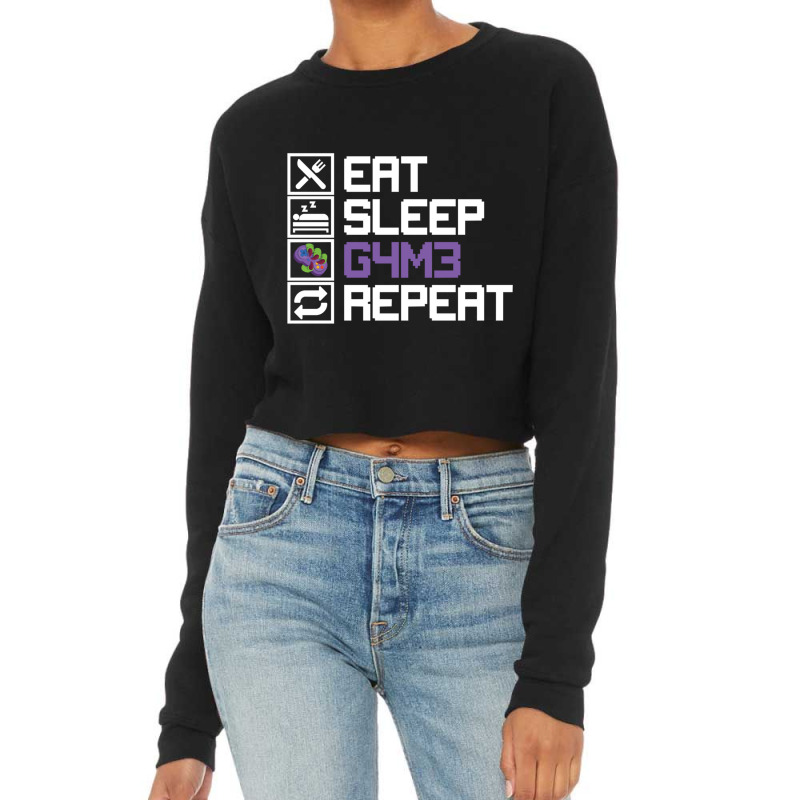 Eat Sleep Game Repeat Mmo Rpg Leetcode Leet Gift Cropped Sweater | Artistshot