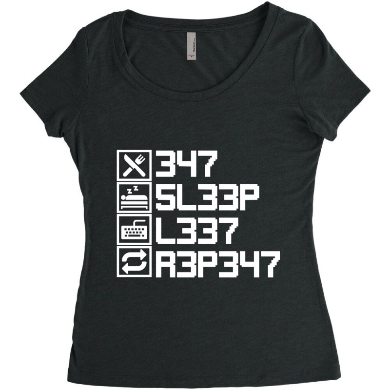 Eat Sleep Leet Repeat Leetcode 1337 L33t Gift Women's Triblend Scoop T-shirt by JONAHANDERSON | Artistshot