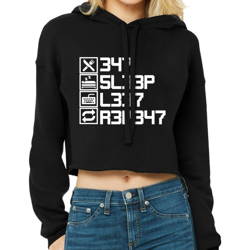 Eat Sleep Leet Repeat Leetcode 1337 L33t Gift Cropped Hoodie by JONAHANDERSON | Artistshot