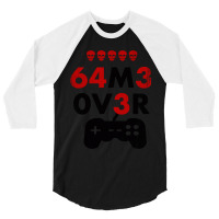 Game Over Leet Code Style - 64m3 0v3r - Red And Black 3/4 Sleeve Shirt | Artistshot