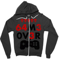 Game Over Leet Code Style - 64m3 0v3r - Red And Black Zipper Hoodie | Artistshot