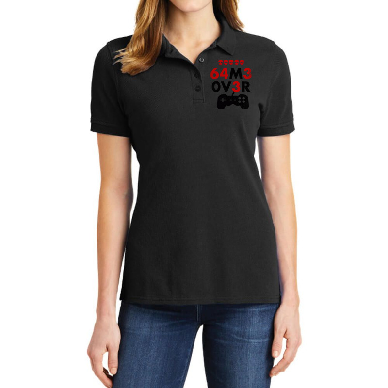 Game Over Leet Code Style - 64m3 0v3r - Red And Black Ladies Polo Shirt by JONAHANDERSON | Artistshot