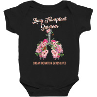 Womens Lung Transplant Survivor Organ Donation Saves Lives Floral V Ne Baby Bodysuit | Artistshot