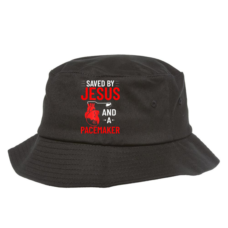 Saved By Jesus And A Pacemaker Heart Disease Awareness Bucket Hat | Artistshot