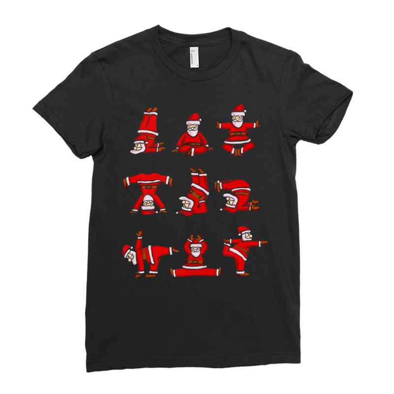 Santa S Yoga Positions Funny Christmas Ladies Fitted T-Shirt by Chalaun | Artistshot