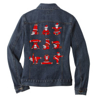 Santa S Yoga Positions Funny Christmas Ladies Denim Jacket | Artistshot