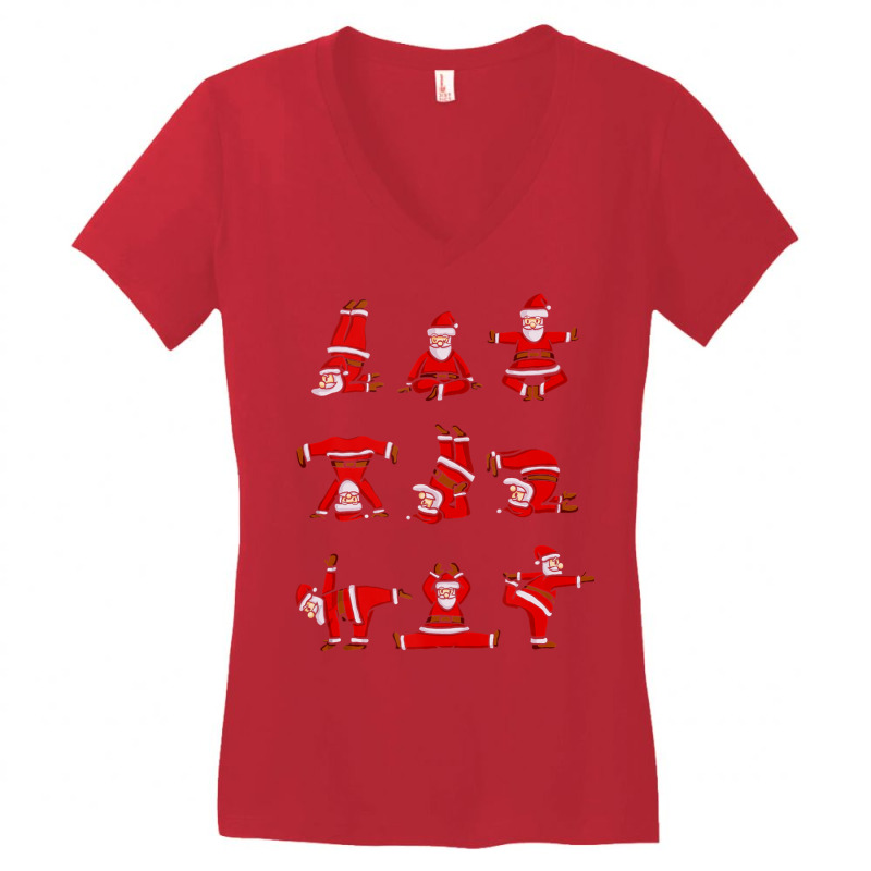 Santa S Yoga Positions Funny Christmas Women's V-Neck T-Shirt by Chalaun | Artistshot