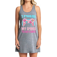 I Paused My Game To Be Here Pink Gamer Girl Leet Tank Dress | Artistshot