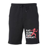 Eat Sleep Run Repeat Track And Field Girl Marathon Running Pullover Ho Fleece Short | Artistshot