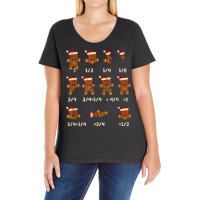 Christmas Math Teacher Fraction Gingerbread Cookie Santa Hat T Shirt Ladies Curvy T-shirt | Artistshot