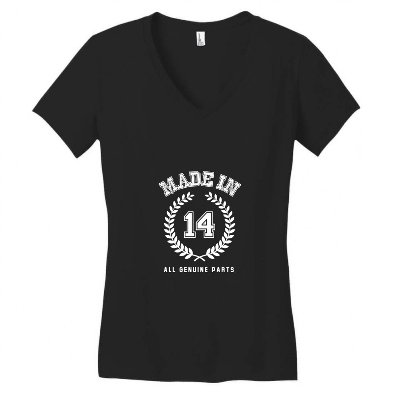 Made In 14 All Genuine Parts Women's V-neck T-shirt | Artistshot