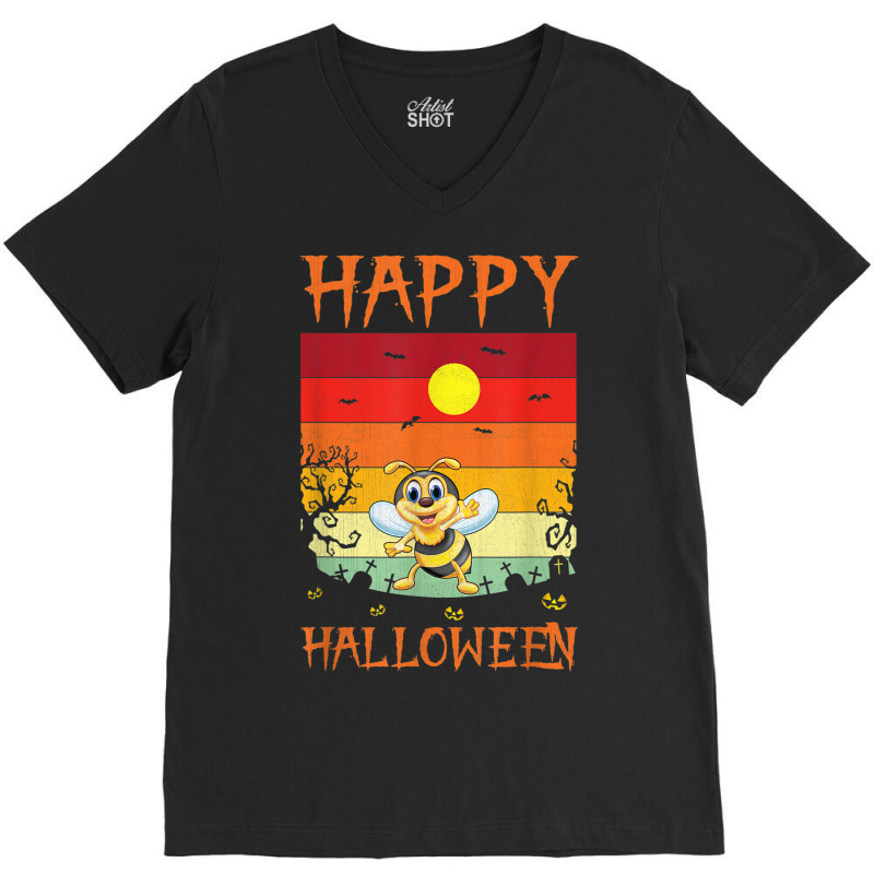 Retro Halloween Costumes Matching Bee Halloween Party V-neck Tee | Artistshot