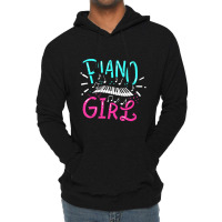 Piano Girl Pianist Music Notes Lightweight Hoodie | Artistshot