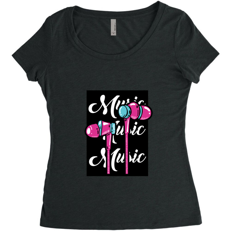 Music In Ear Headphones Songs Songs Women's Triblend Scoop T-shirt by MarlonChristopherMoyer | Artistshot