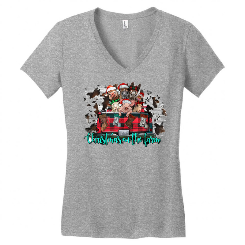 Christmas On The Farm Merry Christmas Farm Animals Western Tank Top Women's V-Neck T-Shirt by cm-arts | Artistshot