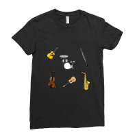 Cute Musical Instruments With Music Lovers Who's Life Fully Musical Ladies Fitted T-shirt | Artistshot