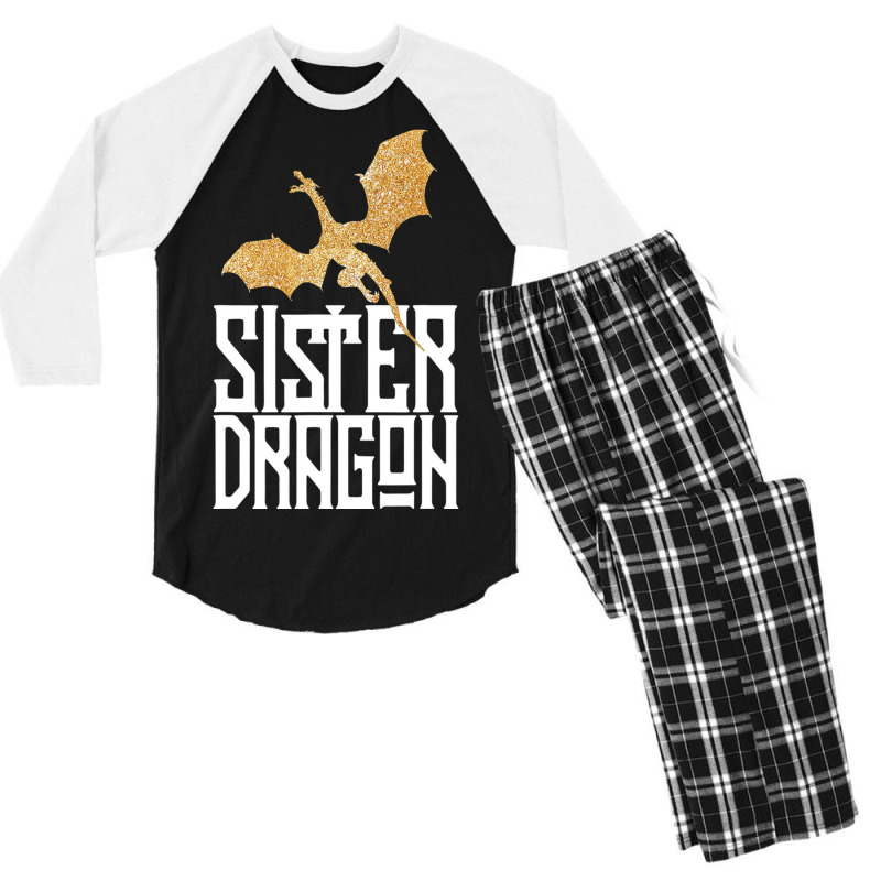 Sister Dragon Christmas  Matching Family Tribe Girls Men's 3/4 Sleeve Pajama Set | Artistshot