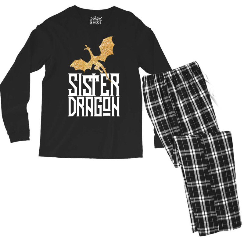 Sister Dragon Christmas  Matching Family Tribe Girls Men's Long Sleeve Pajama Set | Artistshot