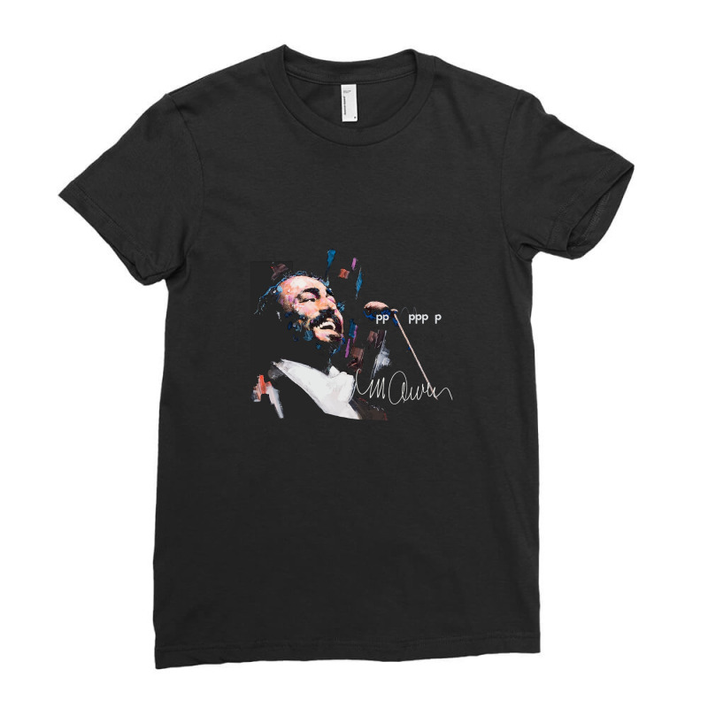 Original Portrait Of Luciano Pavarotti Ladies Fitted T-shirt | Artistshot