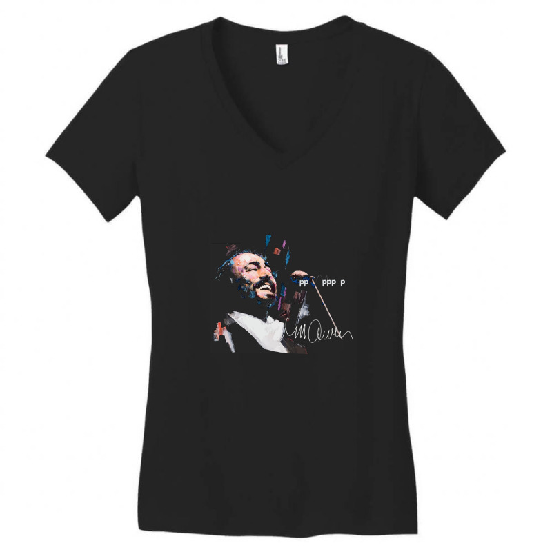 Original Portrait Of Luciano Pavarotti Women's V-neck T-shirt | Artistshot