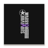 Domestic Violence Survivor - Purple Military-style Awareness Ribbon Metal Print Square | Artistshot