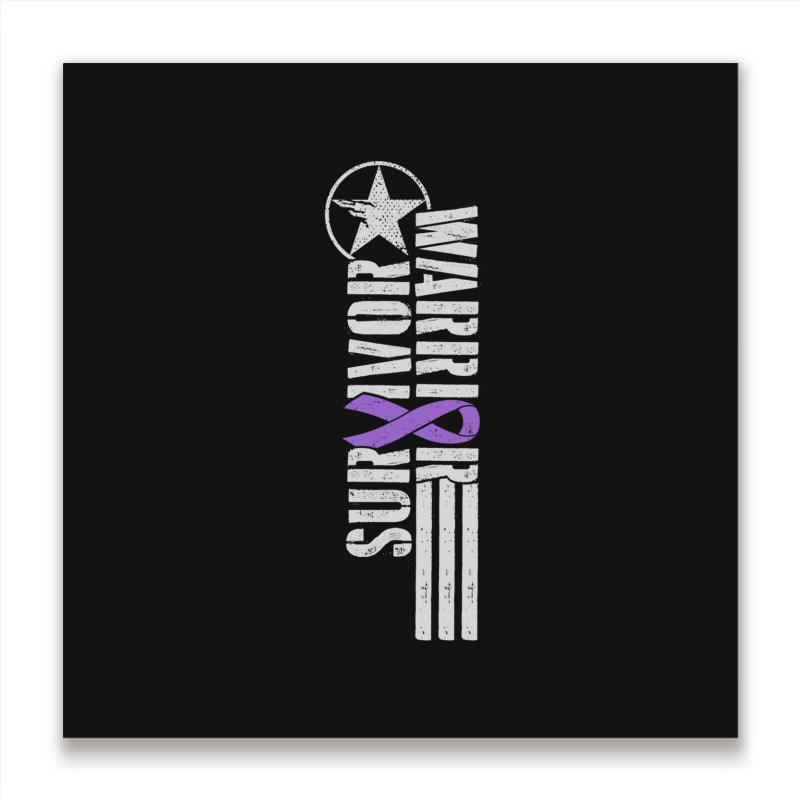 Domestic Violence Survivor - Purple Military-style Awareness Ribbon Metal Print Square | Artistshot