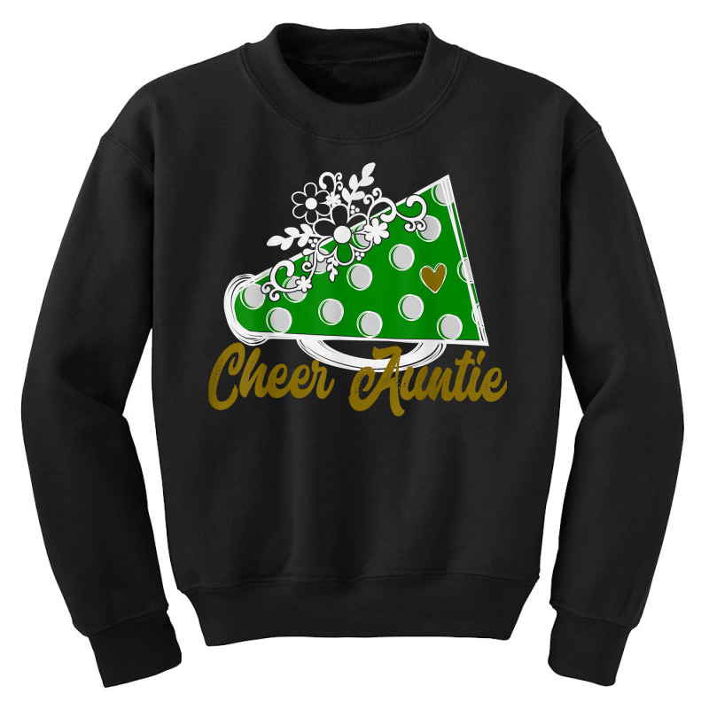 Cheer Auntie Shirt, Green Megaphone Heart Flower Accent T Shirt Youth Sweatshirt by hankeajrippleex5 | Artistshot