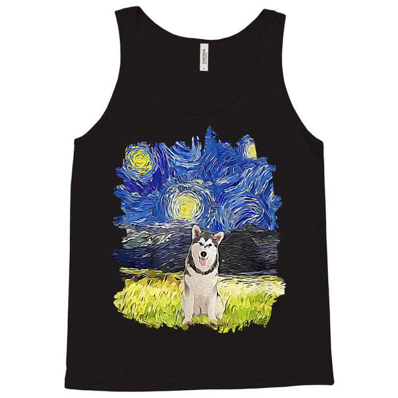 Starry Night Impressionist   Dog Art Alaskan Malamute T Shirt Tank Top | Artistshot